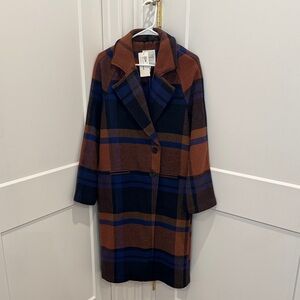 Avec Les Filles Multicolor Plaid Trench Coat